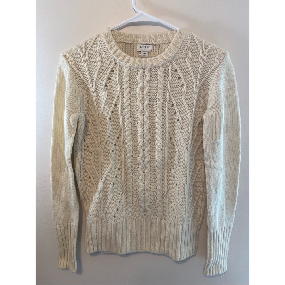 New With Tags, XXS Cream J. Crew Sweater with Cableknit Pattern